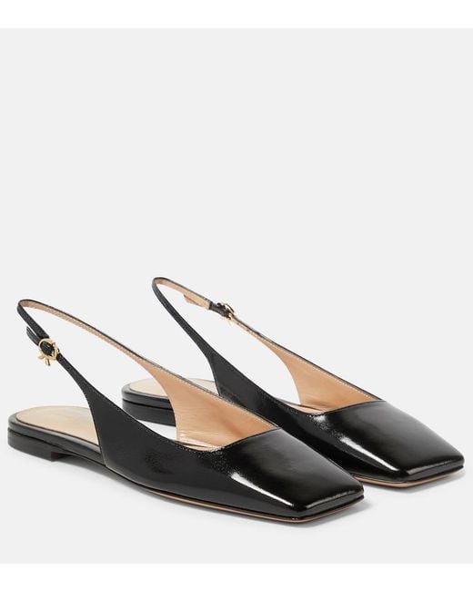 Gianvito Rossi Black Freeda Leather Slingback Flats