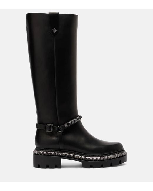 Christian Louboutin Black Verzierte Stiefel Marinetta Aus Leder