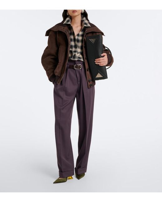 The Attico Brown Oversized Suede Bomber Jacket