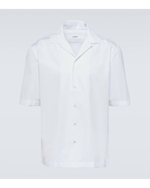 Lardini White Cotton Poplin Bowling Shirt for men