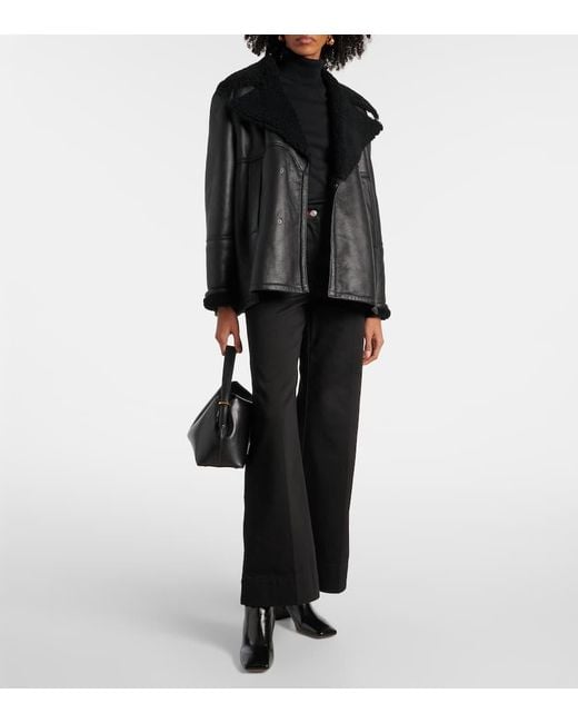 Victoria Beckham Black Leather And Shearling Jacket