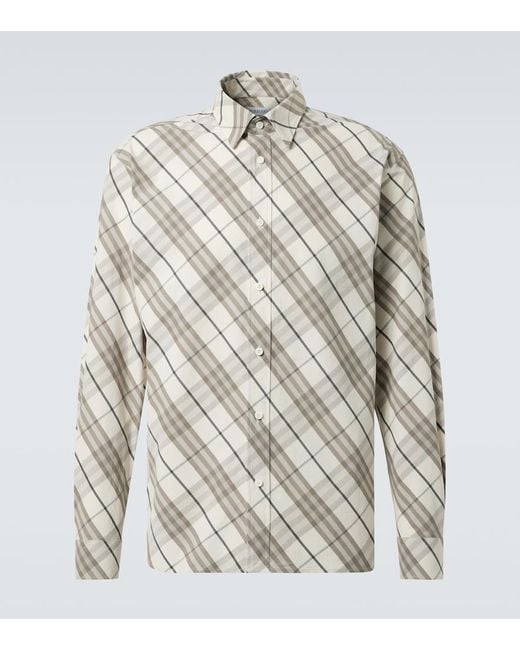 Burberry White Check Cotton Overshirt for men