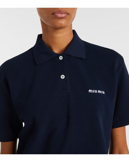 Miu Miu Blue Polohemd Aus Baumwoll-Pique