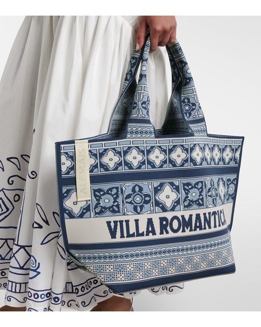 ALÉMAIS Blue Villa Romantica Maxi Jacquard Tote Bag