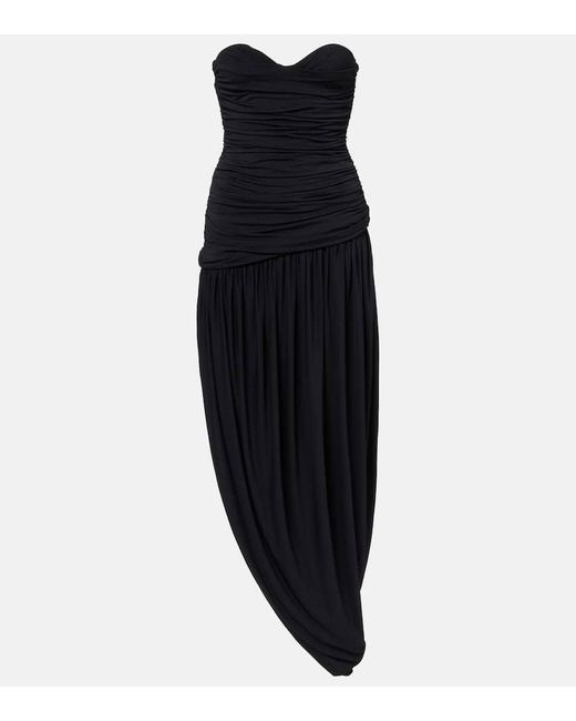 Magda Butrym Blue Ruched Asymmetric Draped Midi Dress