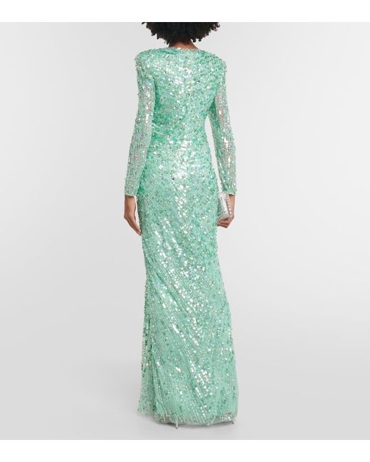 Jenny Packham Green Sequined Gown