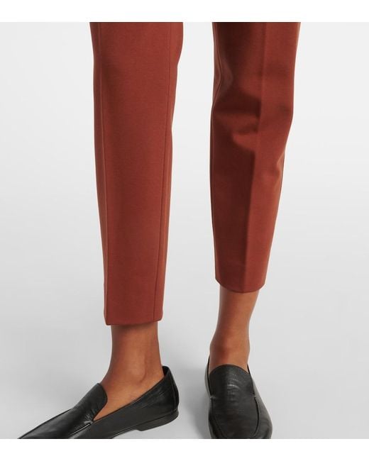 Max Mara Red Carmen Wool Flannel Wide-Leg Pants