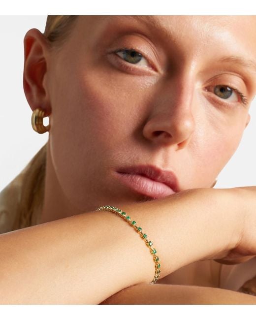 STONE AND STRAND Metallic Emerald Ace 14Kt Tennis Bracelet With Emeralds