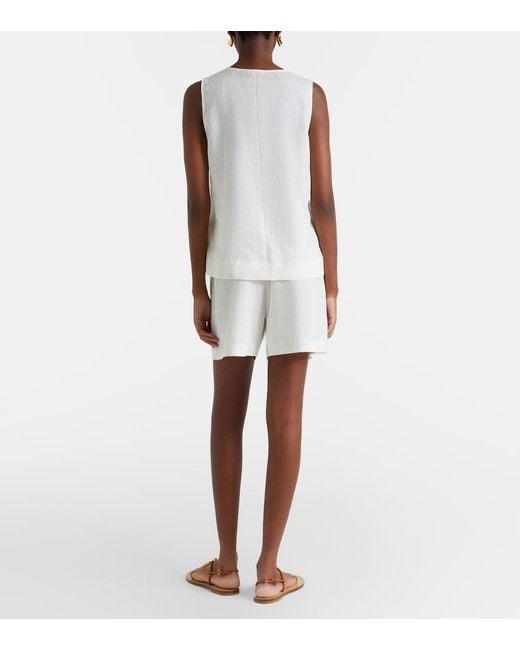 Asceno White Linen Shorts