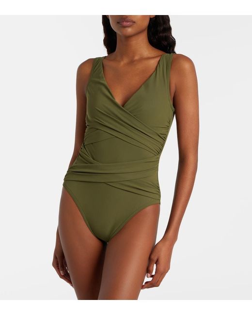 Karla Colletto Green Draped Swimsuit