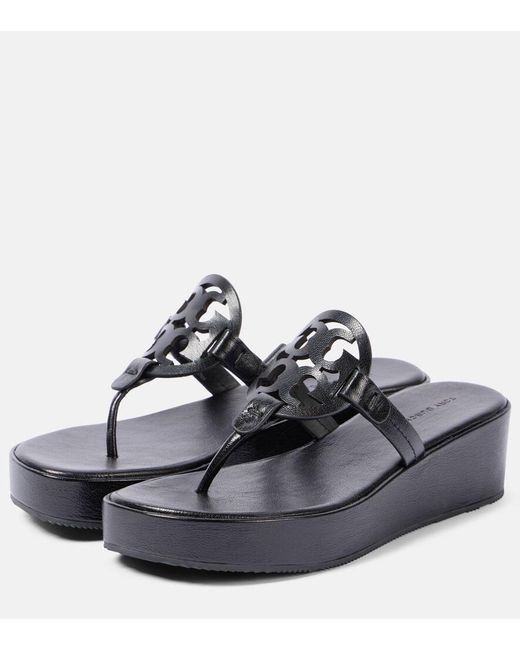 Tory Burch Miller Leather Platform Thong Sandals in Black Lyst