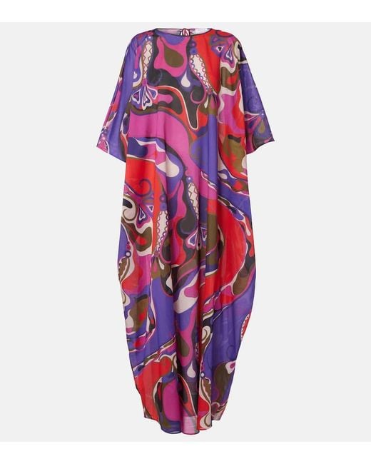 Emilio Pucci Red Maxikleid Orchidee Aus Baumwolle