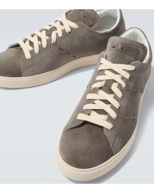 Kiton Gray Suede Sneakers for men