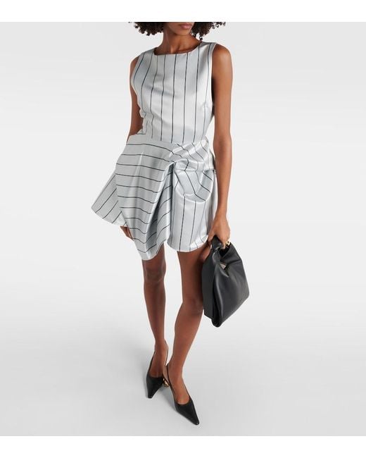 J.W. Anderson White Draped Striped Minidress