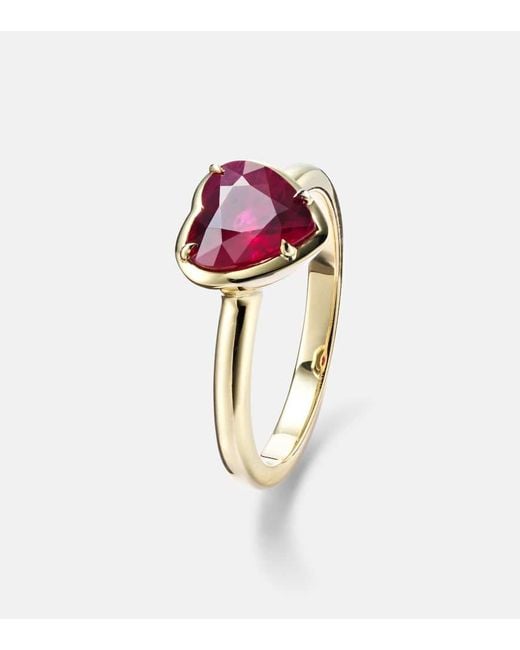 Bague Heart En Or 18 Ct Et Rubis Anita Ko en coloris White