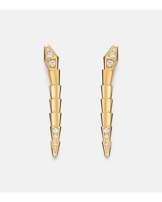 BVLGARI Metallic Serpenti Viper 18Kt Drop Earrings With Diamonds