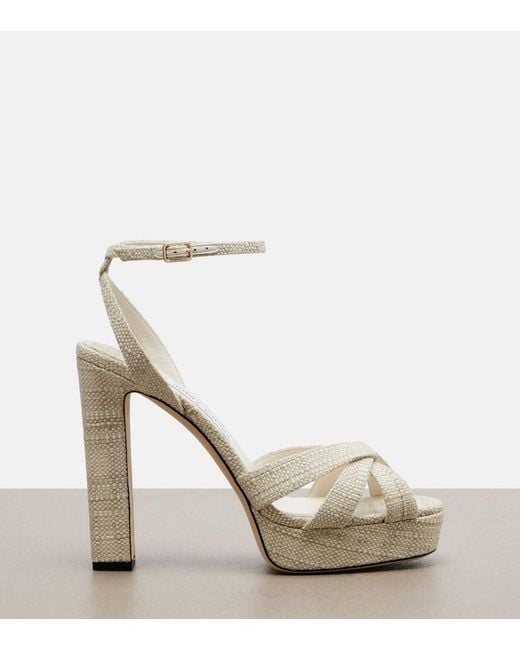 Jimmy Choo White Kove Woven Platform Sandals