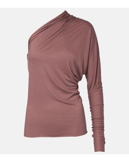 Rick Owens Pink Diana One-Shoulder Jersey Top