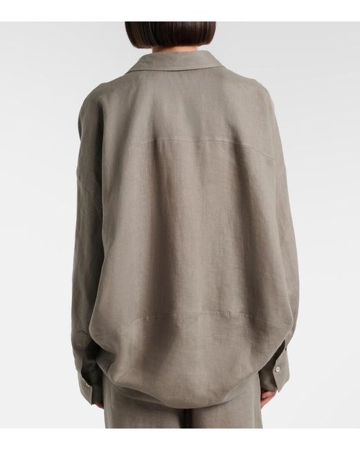 Brunello Cucinelli Gray Oversized Linen Shirt