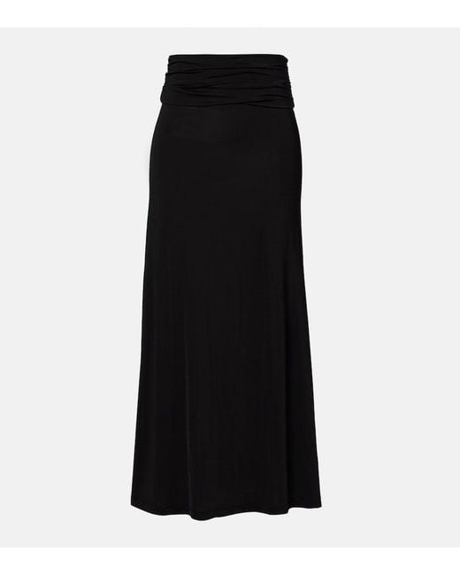 AYA MUSE Black Freya Draped Maxi Skirt