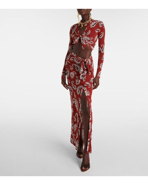 Rabanne Red Paisley Crop Top