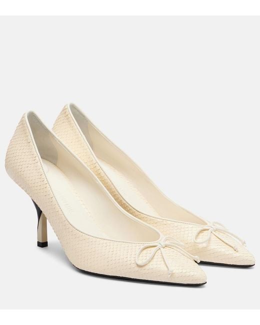 Jacquemus White Tourni Snake-Effect Leather Pumps