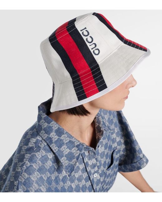 Sombrero de pescador de algodon con logo Gucci de color Red
