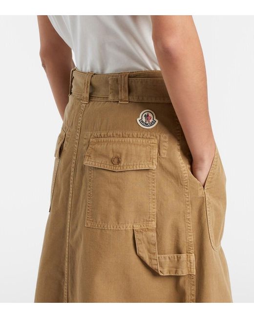 Moncler Natural Belted Denim Midi Skirt