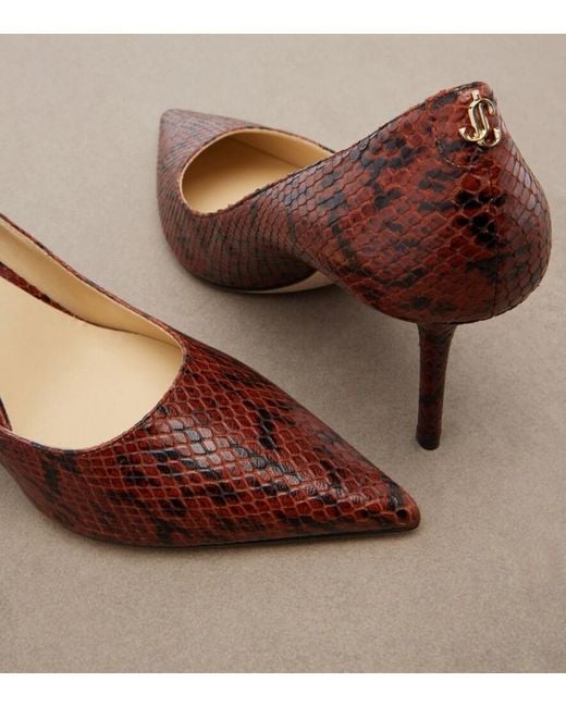 Jimmy Choo Brown Love Snake-Effect Leather Pumps