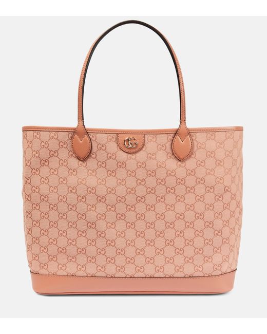 Gucci Pink Ophidia GG Large Canvas Tote Bag