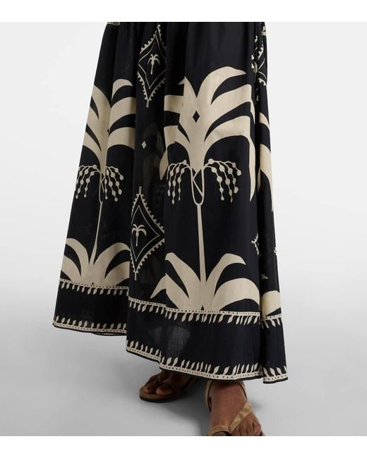 Johanna Ortiz Black Printed Cotton Maxi Dress