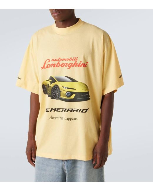 Balenciaga Yellow X Automobili Lamborghini Cotton Jersey T-Shirt for men