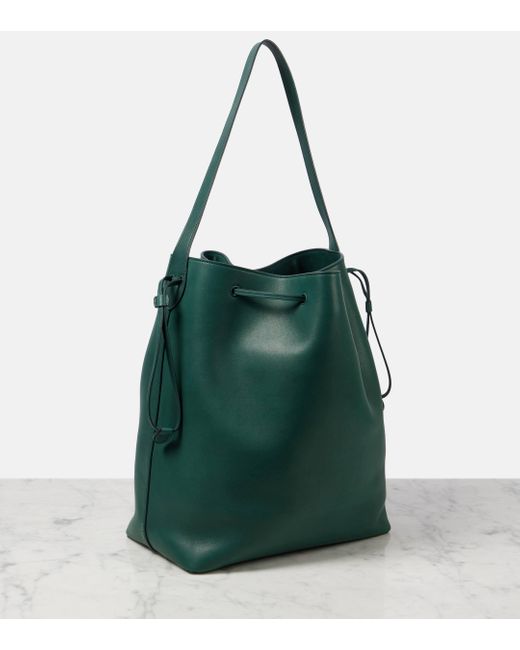 The Row Green Belvedere Leather Bucket Bag