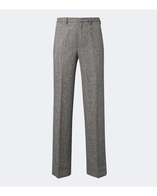 Dries Van Noten Gray Checked Wool Straight Pants for men