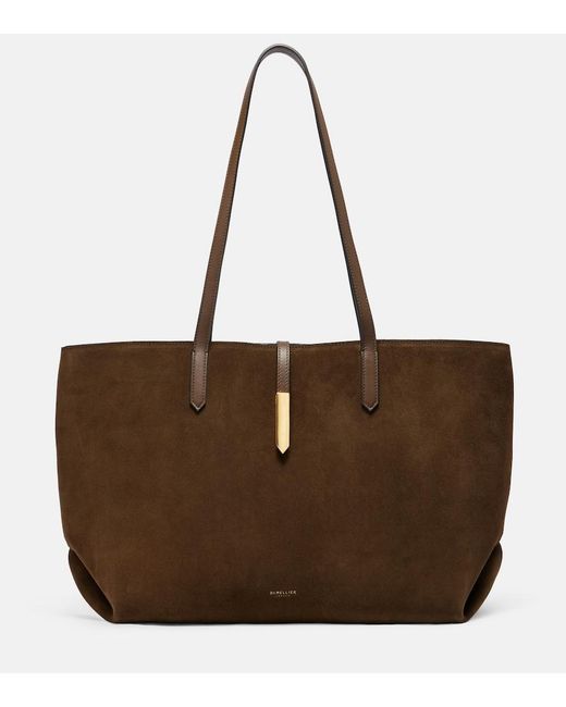 DeMellier London Brown Tokyo Leather-Trimmed Suede Tote Bag