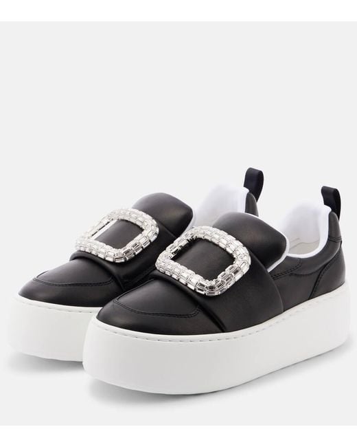 Roger Vivier Black Puffy Choc Leather Platform Sneakers