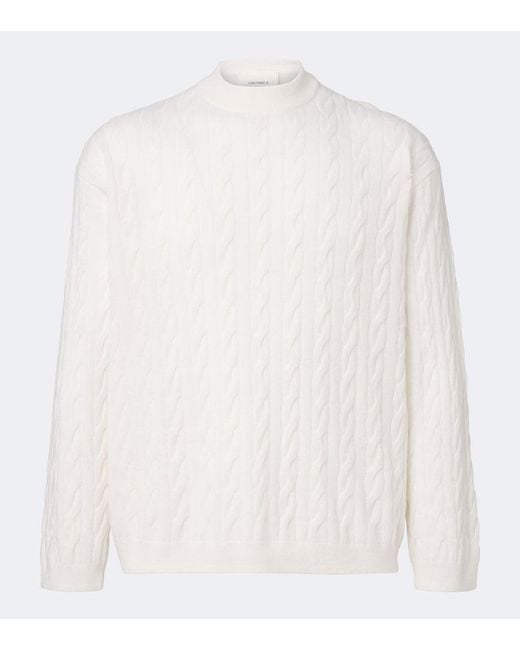 Lisa Yang White Oskar Cable-Knit Cashmere Sweater for men