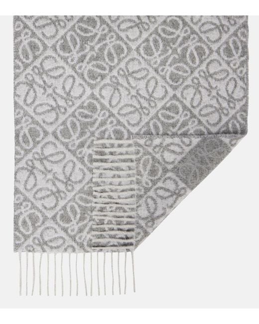 Loewe Gray Anagram Wool And Cashmere Scarf