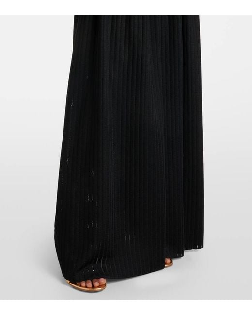 Self-Portrait Black Belted Knitted Strapless Maxidress