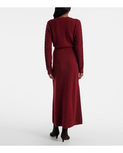 Max Mara Red Dorina Cashmere-Blend Maxi Skirt