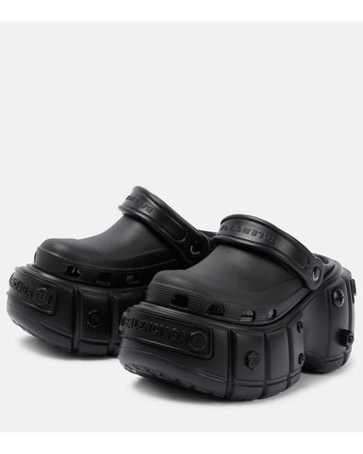 X Crocs - Mules Hardcrocs con platform di Balenciaga in Black