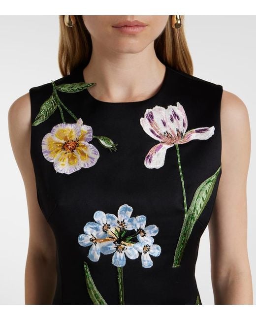 Abito Midi Cleo Con Ricamo Floreale di LEO LIN in Black