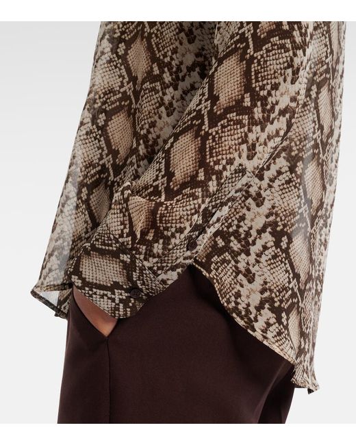 Nili Lotan Brown Gaia Snake-Print Silk Shirt