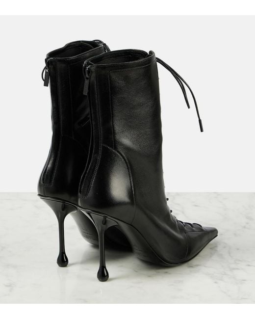 Jimmy Choo Black Scarlett 95 Leather Lace-Up Boots