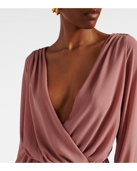 Bananhot Pink Giselle Asymmetric Tiered Maxi Dress