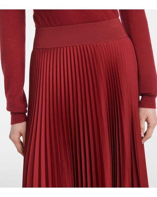 Joseph Red Ade Plisse Crepe Midi Skirt
