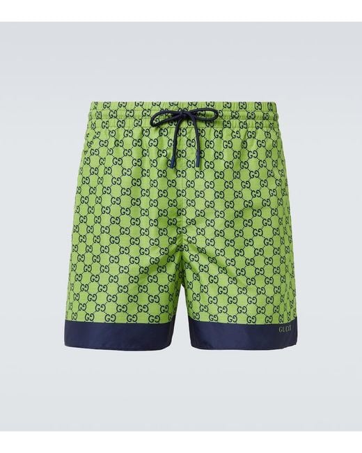 Gucci Green Gg Supreme Swim Trunks for men