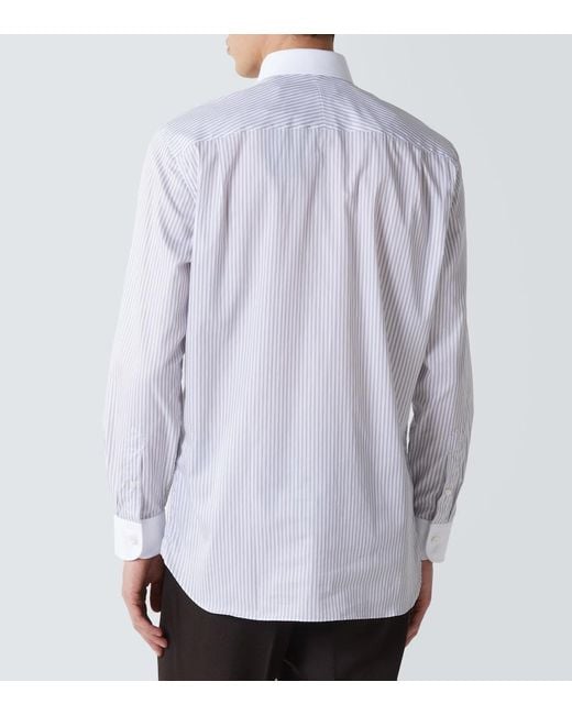 Dunhill Blue Striped Cotton Twill Shirt for men