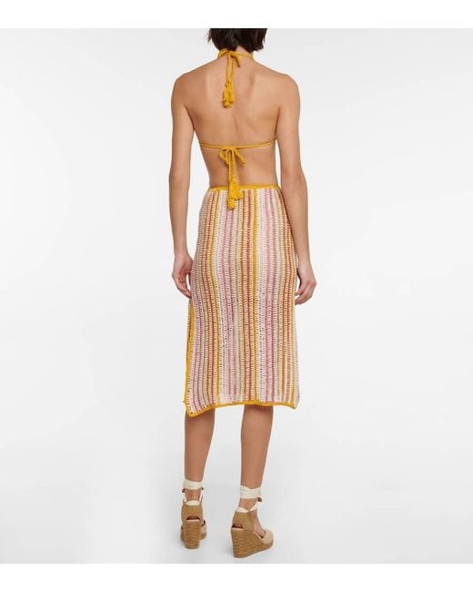 Anna Kosturova Multicolor Ring Halterneck Crochet Dress