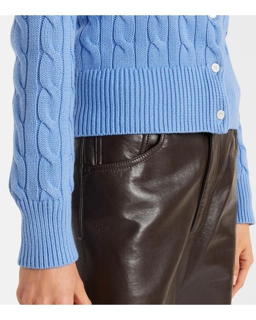 Polo Ralph Lauren Blue Cable-Knit Cotton Cardigan